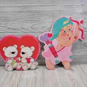 Eureka Valentines Day Die Cupid Teddy Bear Hearts Love Cutout Decorations‎ Vtg